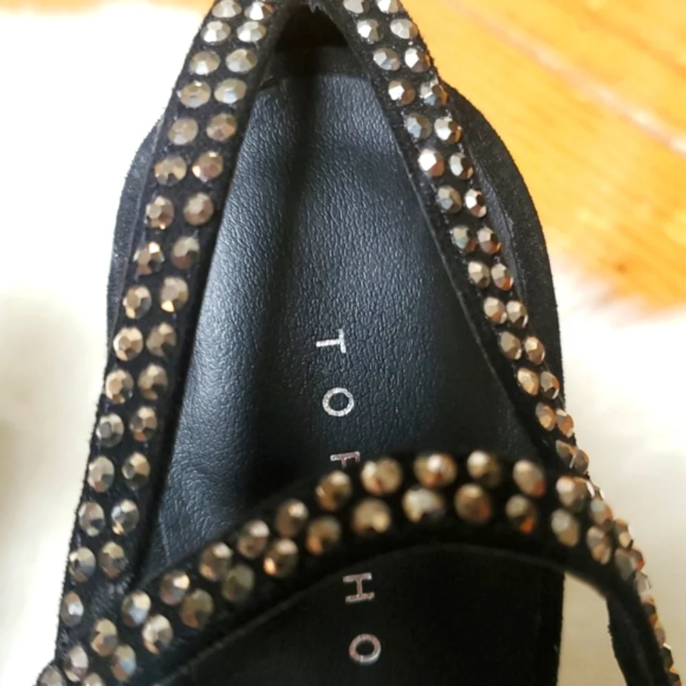 Topshop Elegant Black Rhinestone Studded Heels EU Size 27/ US 6.5